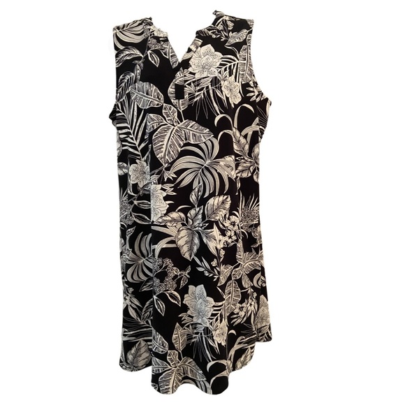 Denim&Co Other - Denim & Co. French Terry Sleeveless Cover Up Dress Black Tropical M